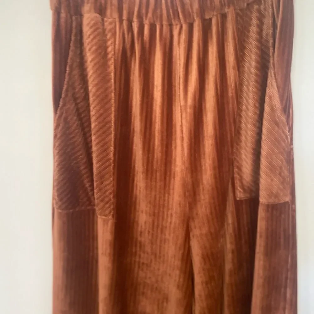Doe & Rae Corduroy Wide Leg Pants Drawstring Copper - Picture 6 of 10